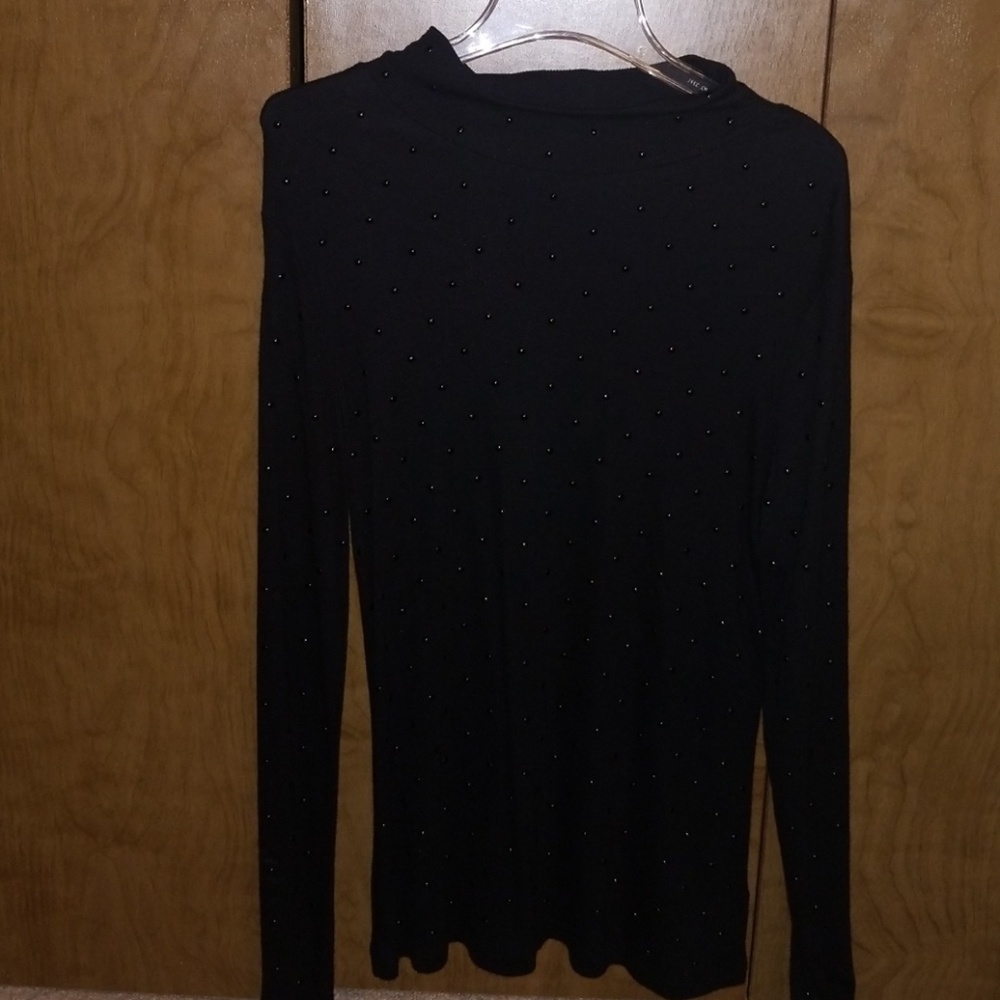 Black long sleeve sequined top